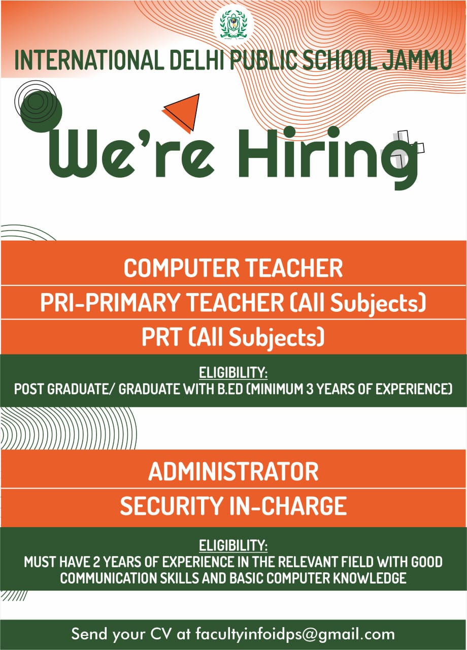 International Delhi Public School Jammu Jobs.