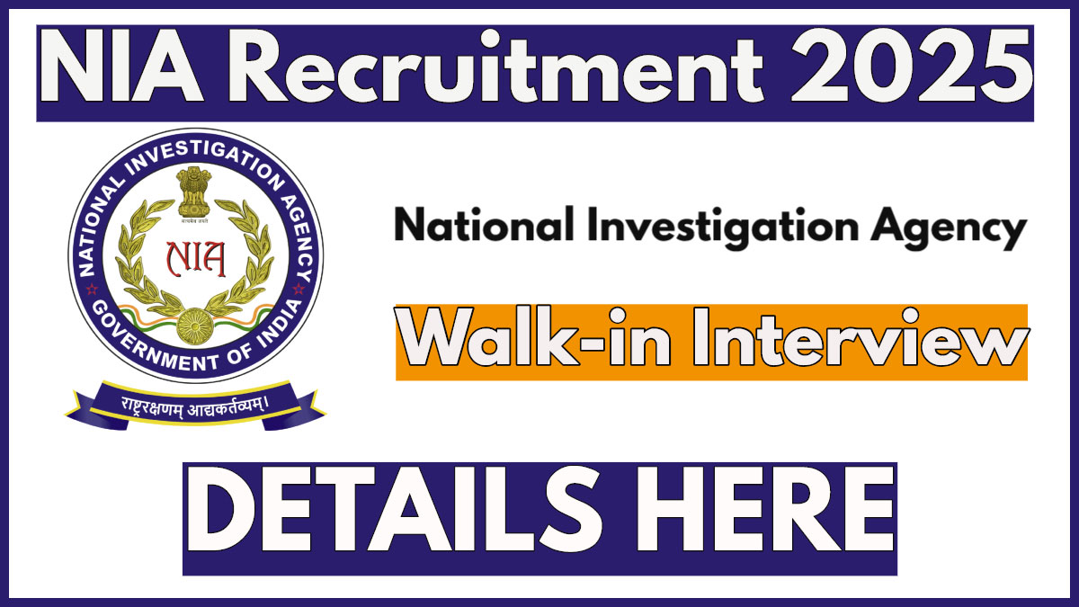 NIA Recruitment 2025, Apply For Investigation Expert (Consultant) Post