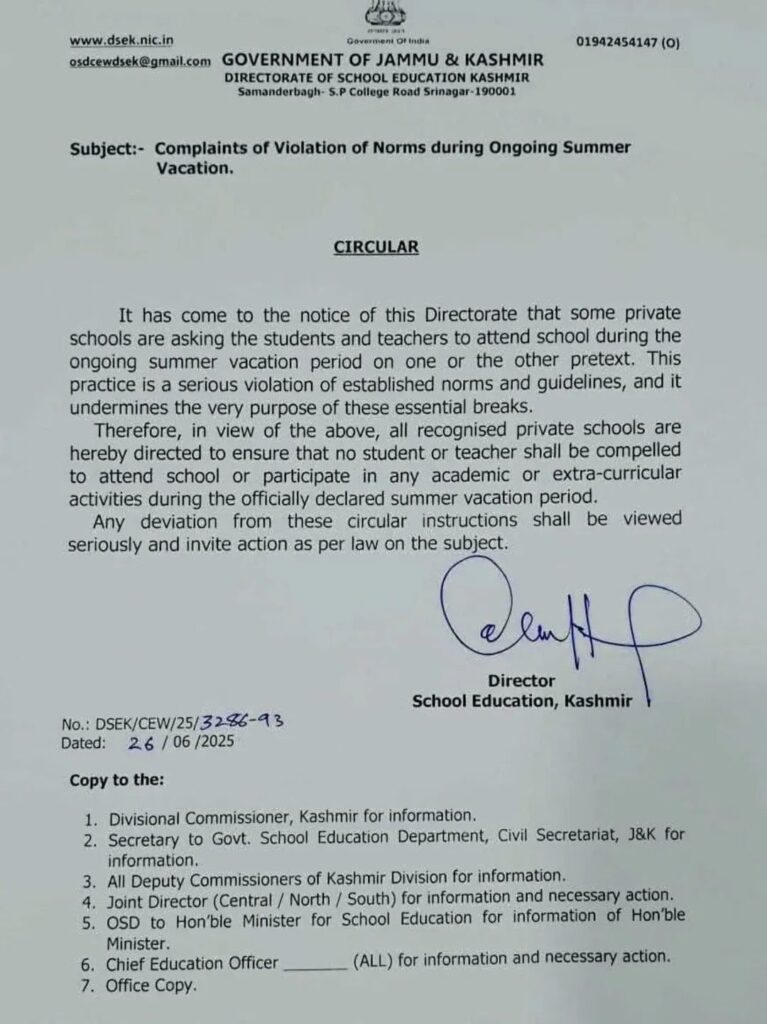No Student or Teacher Will Be Forced to Attend School During Summer Vacation