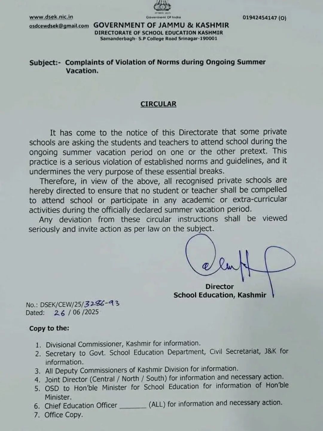 No Student or Teacher Will Be Forced to Attend School During Summer Vacation