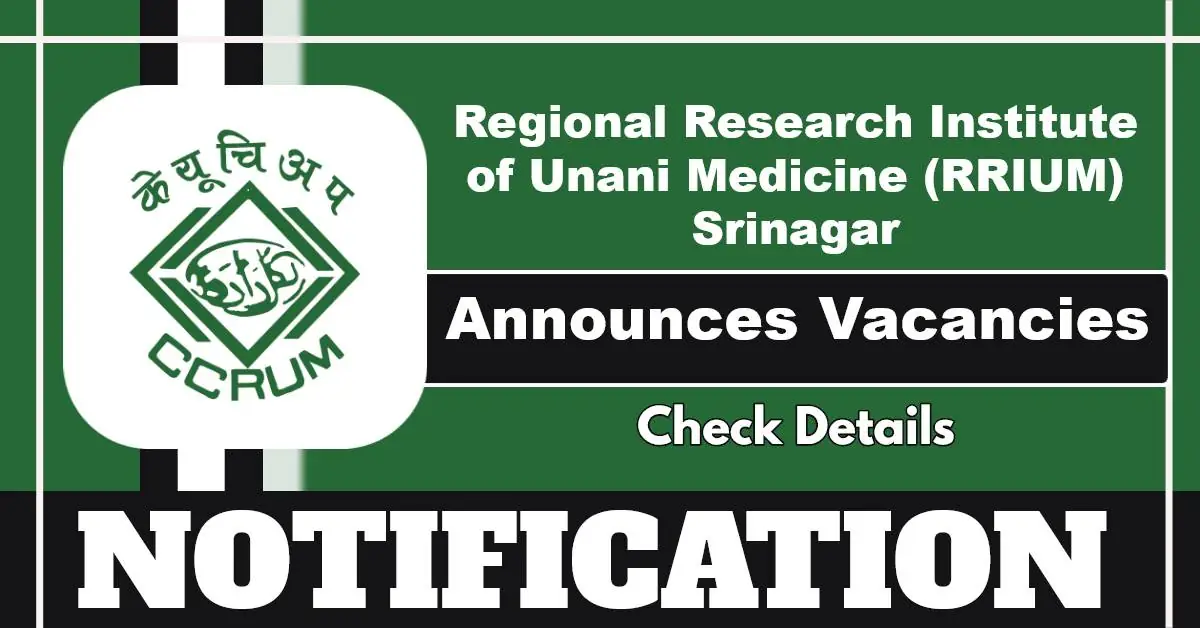 RRUIM Srinagar JRF Biochemistry Vacancy 2025 – Walk-in Interview On 2 July