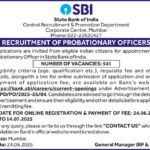 SBI PO Recruitment 2025 541 Vacancies.