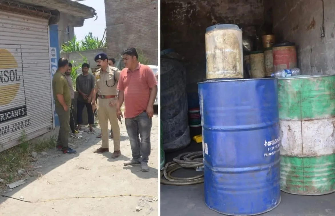 Police bust illegal sale of petroleum products in south Kashmir's Pampore
