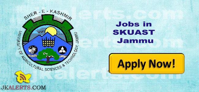 SKUAST Jammu Fresh Jobs Recruitment 2025