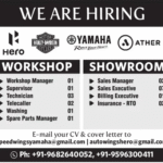 Various jobs in Workshop and Showroom.
