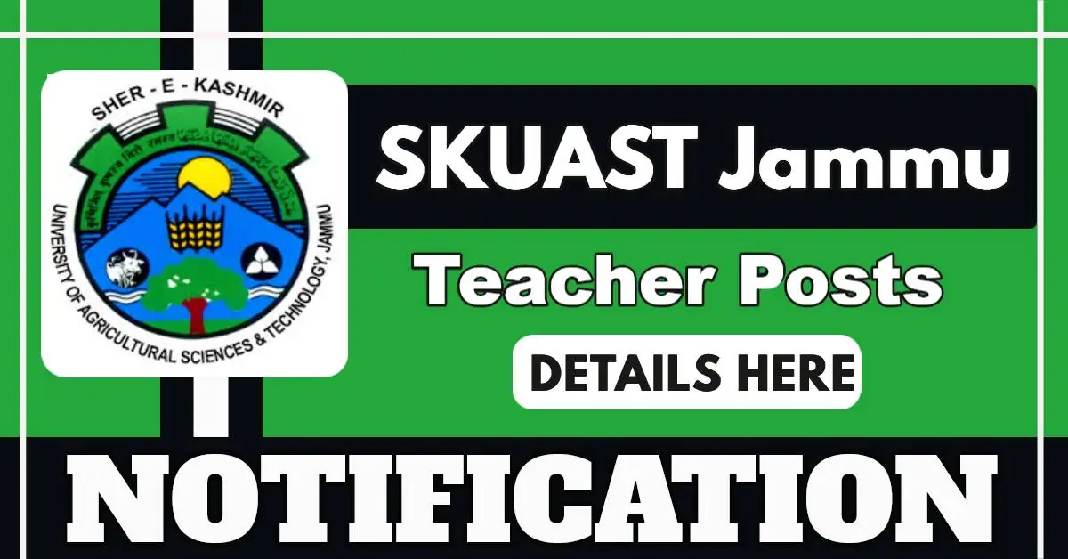 SKUAST Jammu Assistant Professor English Post, Monthly Salary 45,000