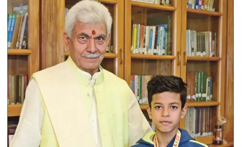 LG Manoj Sinha meets 12-year-old national Wushu medallist in Srinagar