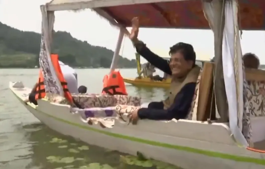 Union Minister Piyush Goyal enjoys 'shikara' ride on Dal Lake